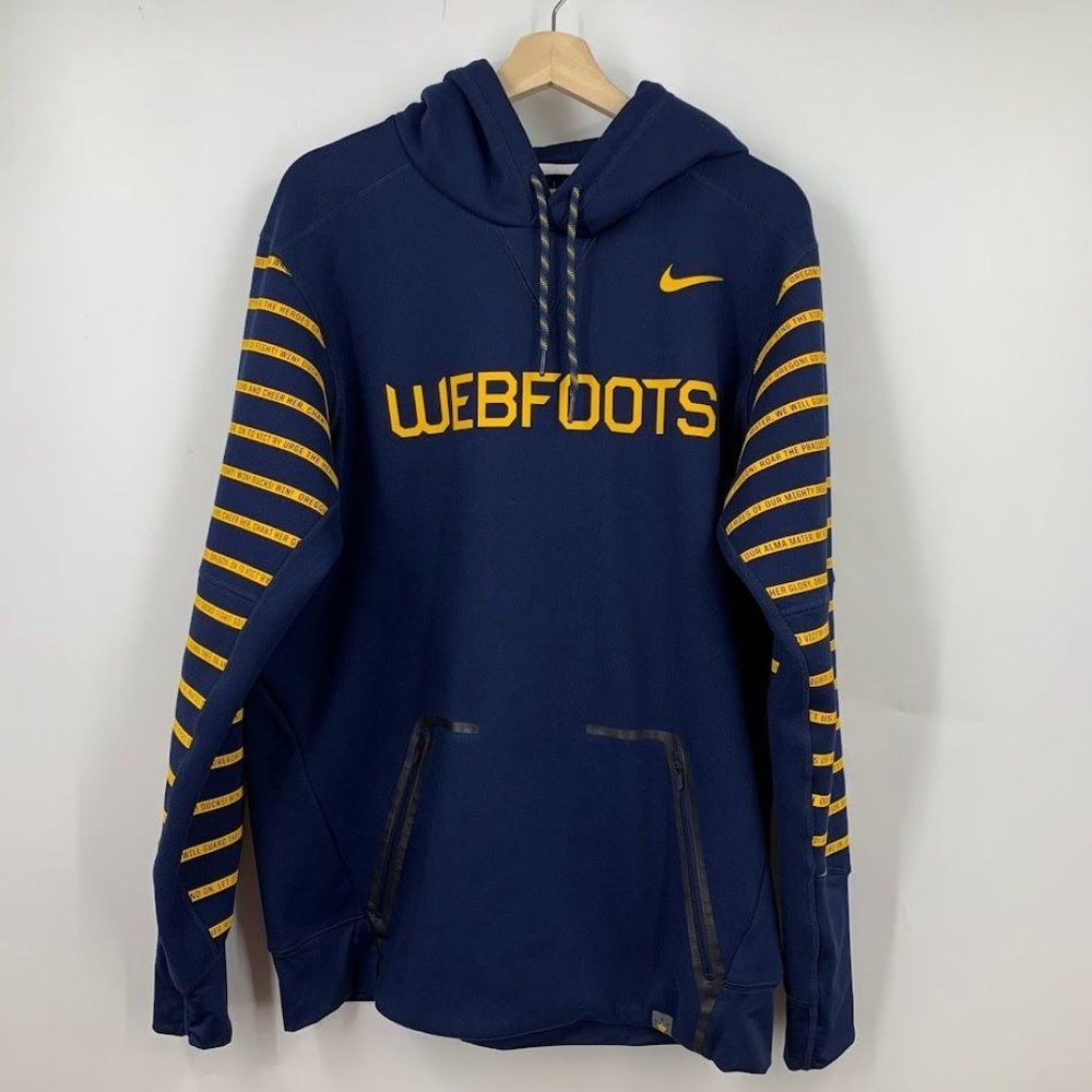 Nike Navy and Gold Webfoots Hoodie